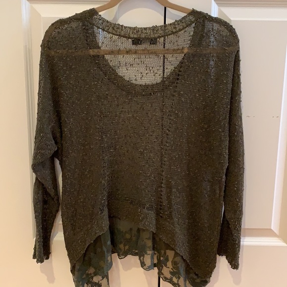 LF Olive Sweater with Lace Bottom - Picture 4 of 7